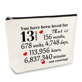 13th Girls Birthday Gifts Makeup Bag 13 Year Old Girl Gift Ideas Travel Cosmetic Bag Birthday Gifts for 13 Year Old Girls Bestie Sister Daughter Friend Niece Sweet 13th Anniversary Birthday Gifts