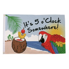 Flagtex It's 5 o'clock Somewhere Parrot & Coconut (A) Flag