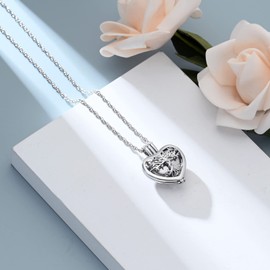 shajwo Heart Cremation Urn Ashes Necklace for Women Men Tree of Life Cremation Ash Pendant Loved One Memorial Jewelry,Silver