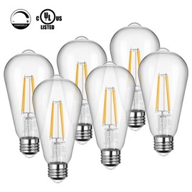 DEWENWILS 6 Pack Vintage LED Edison Bulbs,Dimmable ST64 LED Filament Bulb, 800LM