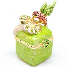 ARGENT FOREST Hummingbird Trinket Box Hand Painted Enamel Bird Figurines Hinged Jewelry Boxes Jewelry Ring Box Earrings Organizer Home Decor Gifts (Green)