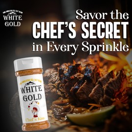 White Gold Chef’s Kiss All Purpose Seasoning with Pink Himalayan Sea Salt - Gourmet Seasoned Salt Blend Perfect for Cooking Meats & Vegetables, Natural Ingredients, Gluten-Free, Vegan, Keto Friendly