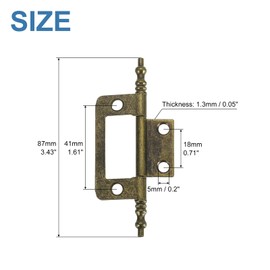 sourcing map Non-Mortise Hinges, 8pcs Iron Butt Hinge Cabinet Hinge Door Hinges for Cabinet Hardware Cupboard Door Furniture (Bronze, 3.43 x 0.75inch)