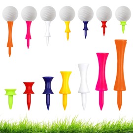 HuangXinyu 105 Pcs Castle Golf Tees Plastic Golf Tees Mixed Sizes, Winter Castle TeesLong & Short, Portable & Professional, 7 Colors in 25mm, 31mm, 37mm, 43mm, 51mm, 59mm, 70mm