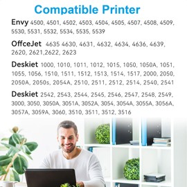 67XL Black/Tri-Color Ink Cartridges Combo Pack for HP Ink 67 Works for DeskJet 4155e 2734e 4100e 2855e 4255e 2700 2755e 2700e Envy 6055e 6000 6455e 6400 Printer