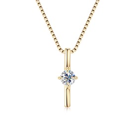 AINUOSHI Dainty Small Solitaire Moissanite Pendant for Women Lab Created 0.30ct D-E Color VVS1 Box Chain Mini Bar Pendant Necklace for Mom Wife Girlfriend Gift (Yellow)