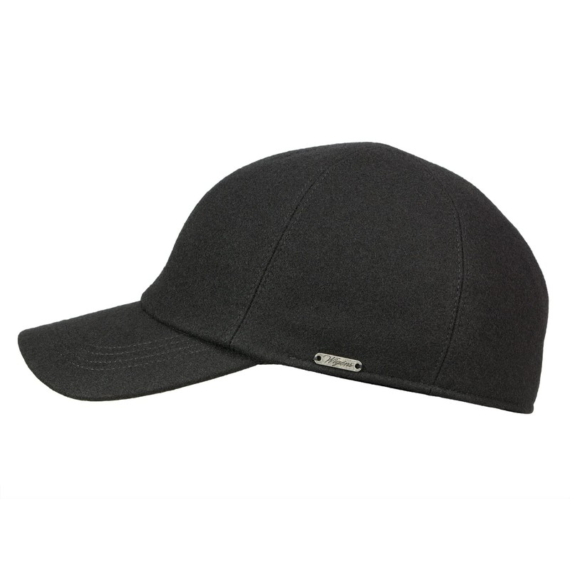 Wigens Kent 100% Wool Baseball Cap with Earflaps Black