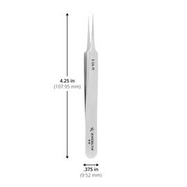 Excelta Precision Tweezers, Straight Tapered Ultra Fine Point, Anti-Magnetic Stainless Steel, Optimal for Microscopy, 4.25" Length, Intermediate