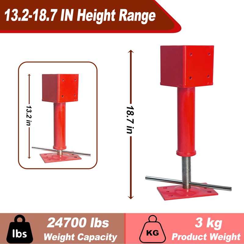 Adjustable Screw Jacks, 4" x 4" Screw Jack Post House