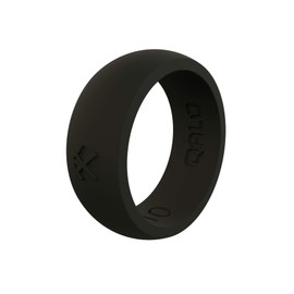QALO Men's Classic Q2X Rubber Silicone Ring, Rubber Wedding Band, Breathable, Durable Rubber Wedding Ring for Men, 8.5mm Wide 2.5mm Thick, Black, Size 12