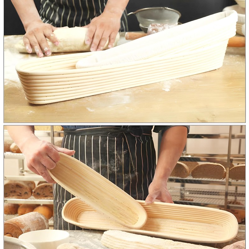 2 Pack 21.7 Inch Oval Banneton Proofing Basket Set, Natural