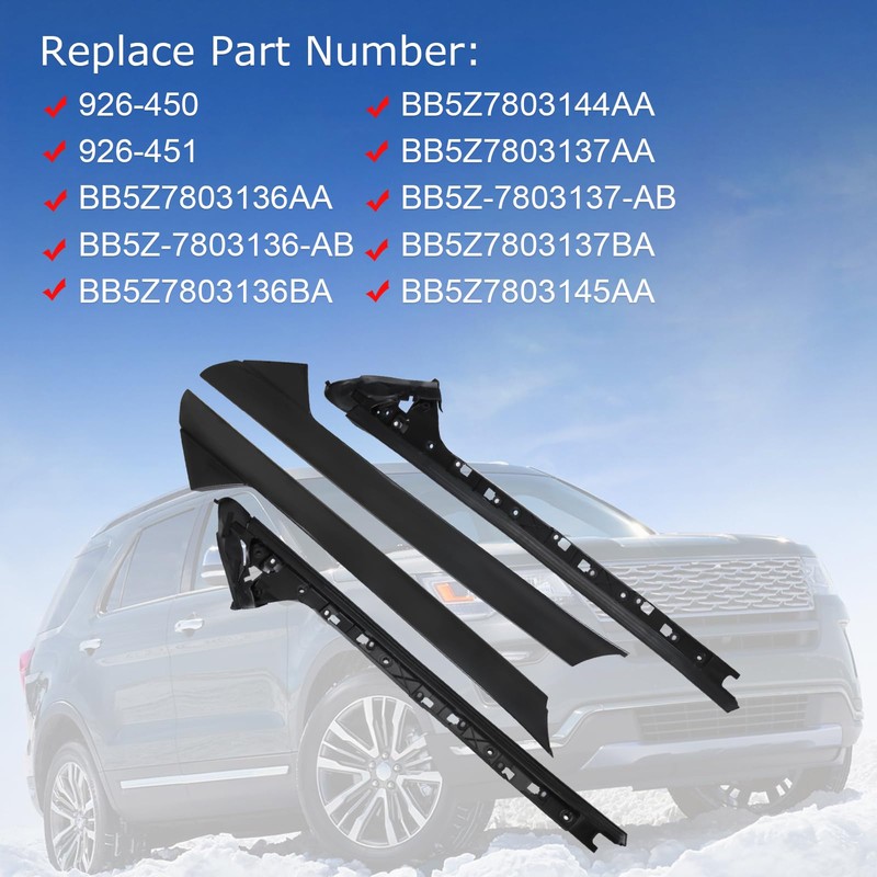 A-Pillar Molding Trim Kit Outer and Inner Trim Set Replacement