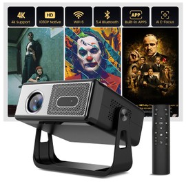 【Native 1080P】Smart Mini Projector with WiFi and Bluetooth, 500ANSI, 8W Speakers,AI Auto Focus & Keystone,Home Movie Portable Outdoor
