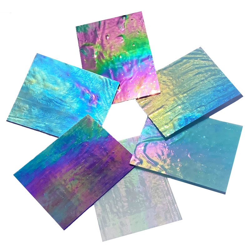 PALJOLLY 6 Sheets 7 1/2 x 6 inch Iridescent Stained