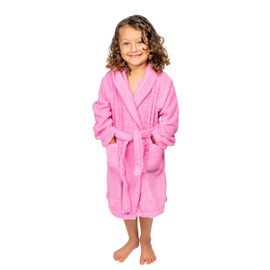BAGNO MILANO Organic Turkish Cotton Kids Bathrobe, Soft Terry Cotton-Acrylic Hooded Towel Robe for Boys, Girls (US, Age, 6 Years, 8 Years, Pink)