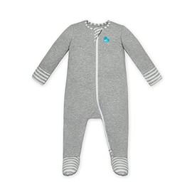 Love To Dream Enclosed Foot Romper - Two Way Zipper - Avoid Scratching - Warm Hands - 93% Cotton, 7% Elastane - Light and Ultra Breathable - Versatile - Sleep and Play - Newborn - Grey Marle