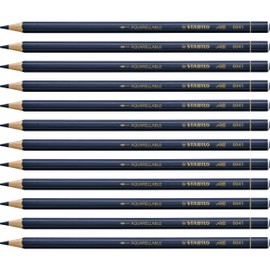 Stabilo 8041 Coloured Pencil Crayons for Almost All Surfaces, 3.3 mm, Blue, Pack of 12