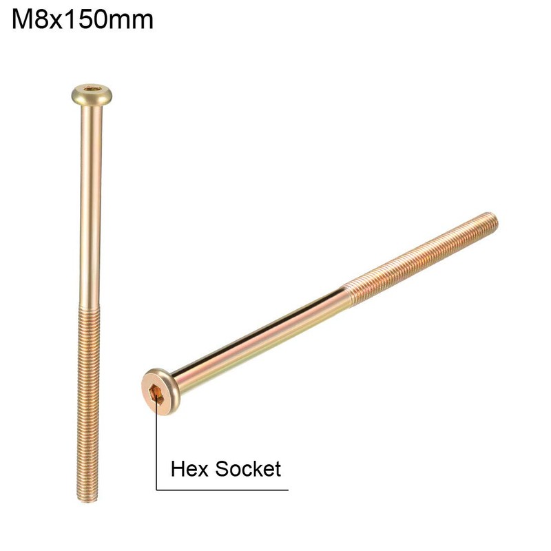 sourcing map M8x150mm Furniture Screw Hex Socket Machine Screws Zinc