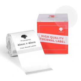 Phomemo Clear Circle Label for M110/M221/M220/M210/M200-1.57"x 1.57" (40x40mm) Transparent Paper for Barcode, Product Tag, Logo Printing