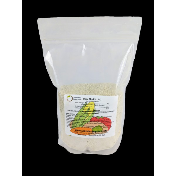 Bone Meal 3-15-0 Plus 24% Calcium Great for Blooms & Roots Growth 2 LB