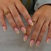 SXVME 30 Uñas Postizas Amarillas Francesas, Almendradas Cortas, Con Pegamento,