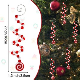 Jansun Candy Christmas Ornaments, 12 Pcs Curly Candy Cane Shape Christmas Tree Decorations Red and White Decorations for Home, Wreath, Vase, Crafts and Xmas Tree