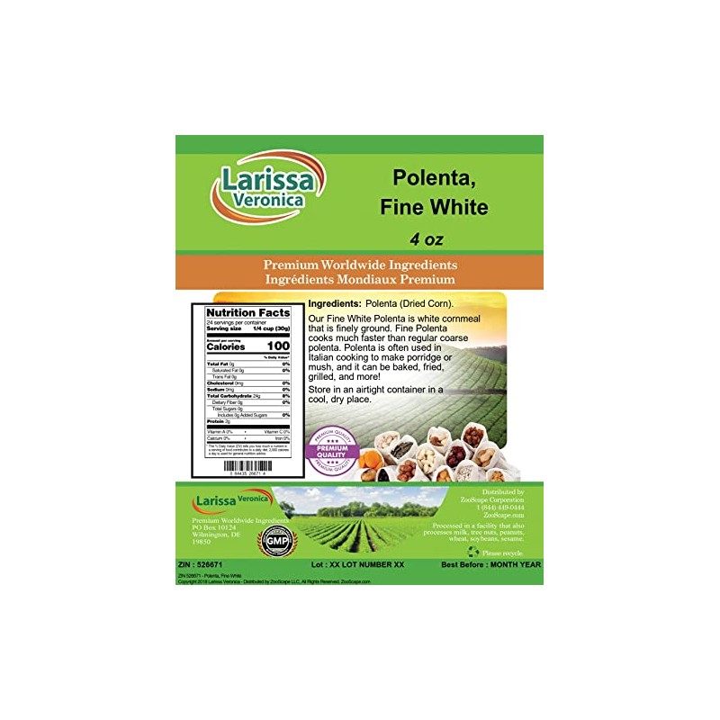 Polenta, Fine White (4 oz, ZIN: 526671)