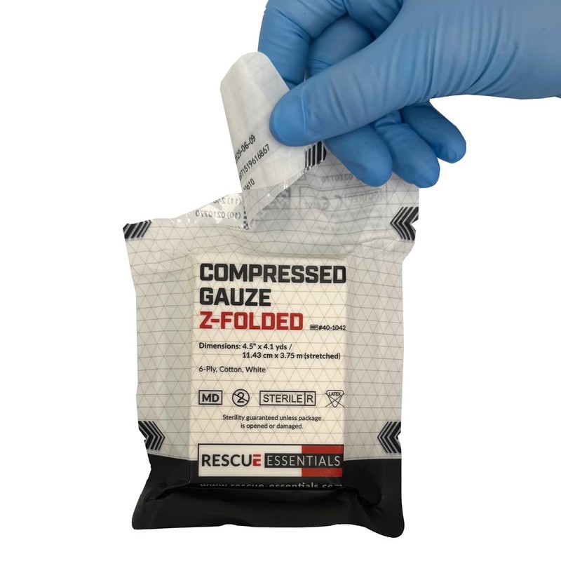 Rescue Essentials Compressed Gauze, Z-Folded