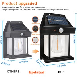 Solar Lights Outdoor,Wall Waterproof Lanterns with 3 Modes & Motion Sensor,Wireless Hang in Gardens,Villas,Parks and Other Landscapes