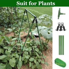 Updated A-Frame Cucumber Trellis for Raised Beds, Adjustable Size Garden Trellis for Climbing Plant Outdoors with Climbing Net and Plant Support Clip for Vegetable Grape Tomato Garden Supplies