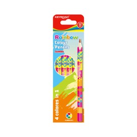 Keyroad Rainbow Hexagonal Colouring Pencils - Pack of 12 / Soft Graphite/Mixed Colours/Adults and Children/Hanging Hole