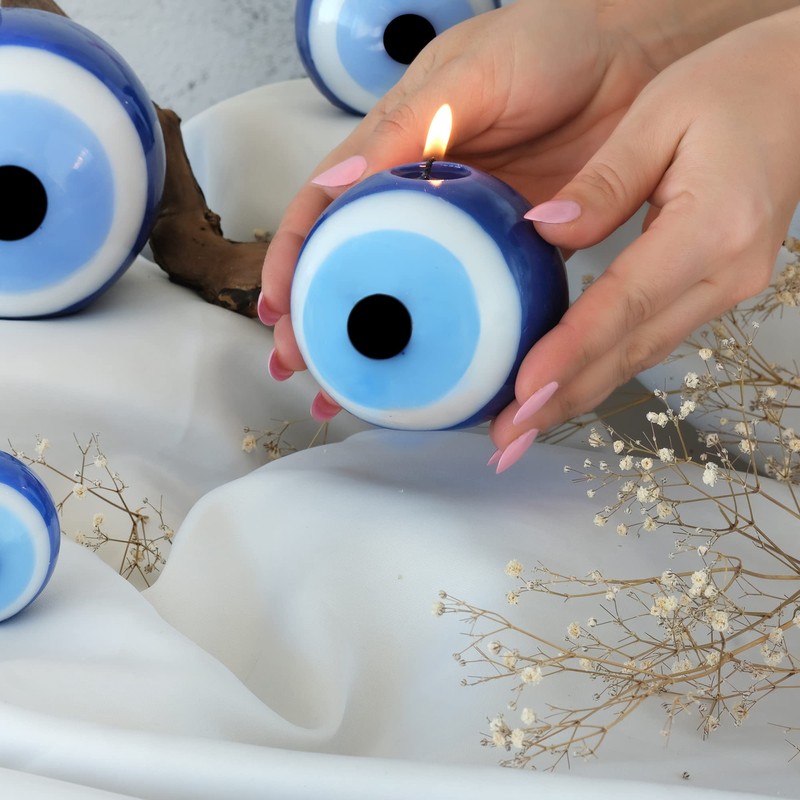 BCS Blue Evil Eye Candle - Nazar Home Decor -