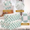 3PC Checked Long Narrow Storage Baskets 15x6x5 inch Small Fabric