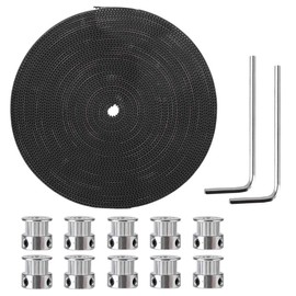 Wendry Impresora 3D Kit de Accesorios, 10 Metros GT2 Ancho de la Correa de Distribución, Correa Dentada de 10 m, 20 Dientes 5 mm Ruedas Síncronas, Dos Llaves