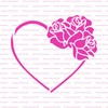 Heart with Roses Stencil Template for Walls and Crafts -