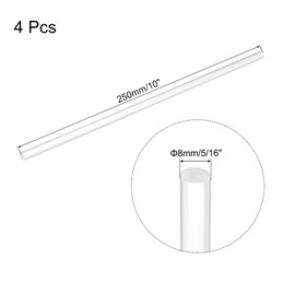 sourcing map 4 Pcs Acrylic Round Rods 5/16" x 10" Clear Acrylic Dowel Rods Sticks Plastic Sticks Strip for Model Making DIY Crafts Lighting Gardening Decorations - 8mm x 250mm