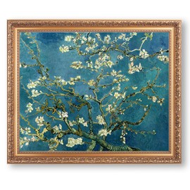 Almond Blossom by Vincent Van Gogh Framed Size:18X22 inches,Image Size:16x20 inches,Gold Frame The World Classic Art Reproductions,Wall Art for Home Decor