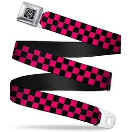 Buckle-Down Seatbelt Belt - Checker Black/Neon Pink - 1.0" Wide - 20-36 Inches in Length