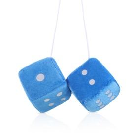 Fuzzy Dice for Rear View Mirror Blue 2.75" Plush Dice Retro Hanging Ornaments Square Interior Rearview Mirror Dices Decoration Cute Fuzzy Dices for Car Rearview Mirrors Decor Accessories