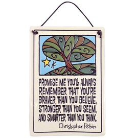 Christopher Robin Promise Me Quote Ceramic Wall Plaque, 7-Inches, American Handmade