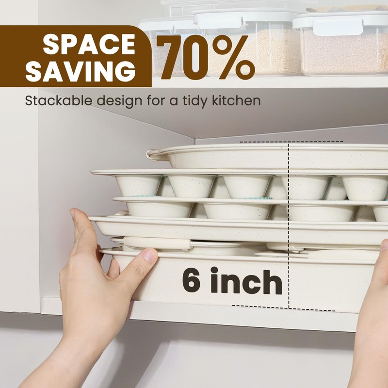 Kikcoin 22 PCS Nonstick Baking Pans Set, Stackable Bakeware Sets