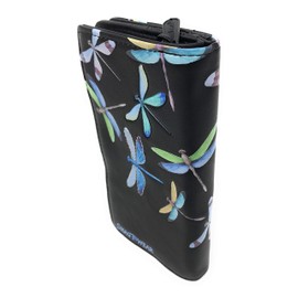 Shag Wear Dragonflies Large Insect Wallet for Women and Teen Girls Vegan Faux Leather 7" Black