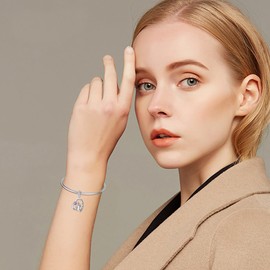 ROMANTICWORK Father Daughter Birthstone Charm Fit Bracelet 925 Sterling Silver Heart Charms Pendant for Bracelets Father Daughter Jewellery for Women Girls, Sterling Silver, No Gemstone