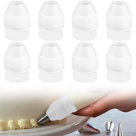 8 Pieces Plastic Couplers for Icing Bags, Upper Calibre 2.6cm/1" Standard Coupling Base for Icing Nozzles, Large Piping Bag Couplers for Decorating Cakes with Icing Nozzles