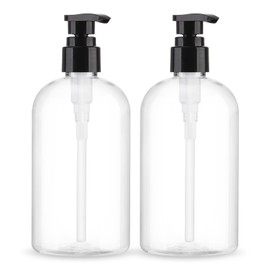 Empty Pump Bottles Dispenser 2 Pack 300ml/10.15oz. Clear Plastic Pump Bottle Dispenser for Essential Oil Soap Lotion Shampoo