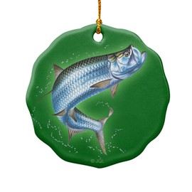 GRAPHICS & MORE Tarpon Fishing 6 Porcelain Scalloped Holiday Christmas Tree Ornament - 2.8" (7.1 cm)