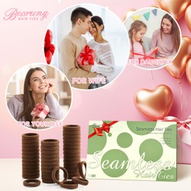 Bessrung 100 Pcs Thick Seamless Hair Ties, Ponytail Holders Hair Accessories No Damage for Thick Hair (Dark Brown Colors)