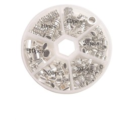 ChangJin One Box of 100PCS Antiqued Silver Metal Cord End Caps for Leather Art