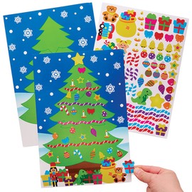 Baker Ross FX351 Christmas Tree Scene Sticker Side Set of 5 Stickers for Children for Crafts, Design and Decorating