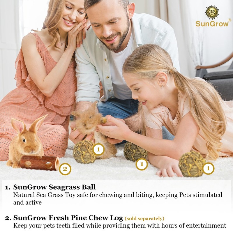 SunGrow Seagrass Balls for Rabbit, for Pet’s Gums & Teeth,